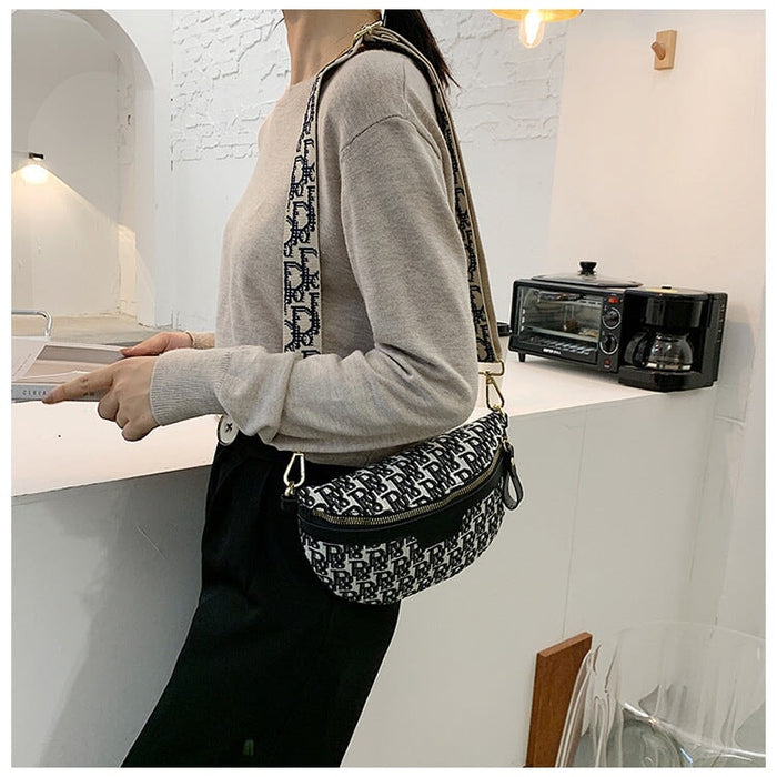 Wholesale black and white canvas shoulder bag JDC-SD-CMT008 Shoulder Bags 春满田 Wholesale Jewelry JoyasDeChina Joyas De China