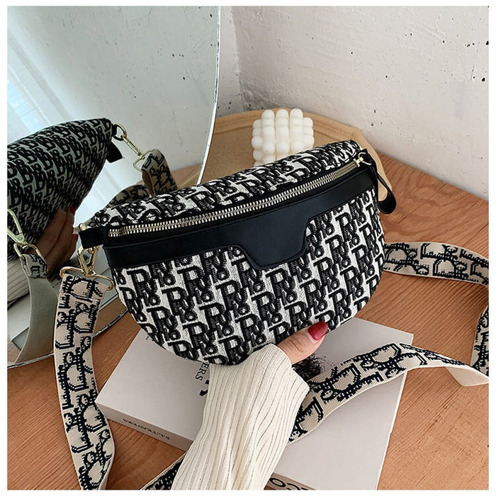 Wholesale black and white canvas shoulder bag JDC-SD-CMT008 Shoulder Bags 春满田 Wholesale Jewelry JoyasDeChina Joyas De China