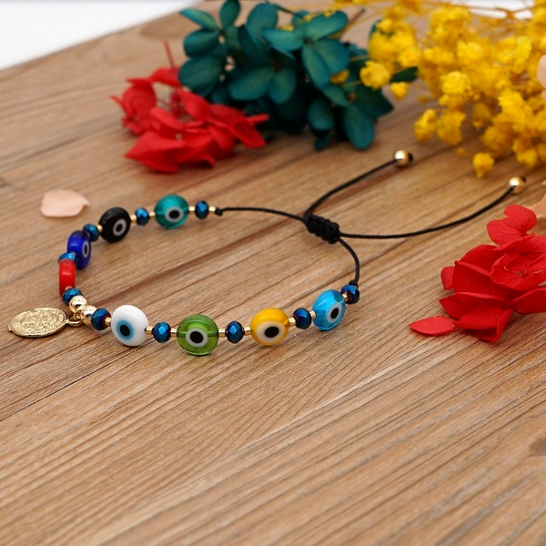 Bulk Jewelry Wholesale black bohemian ethnic colored glaze eye beads couple bracelet JDC-gbh296 Wholesale factory from China YIWU China