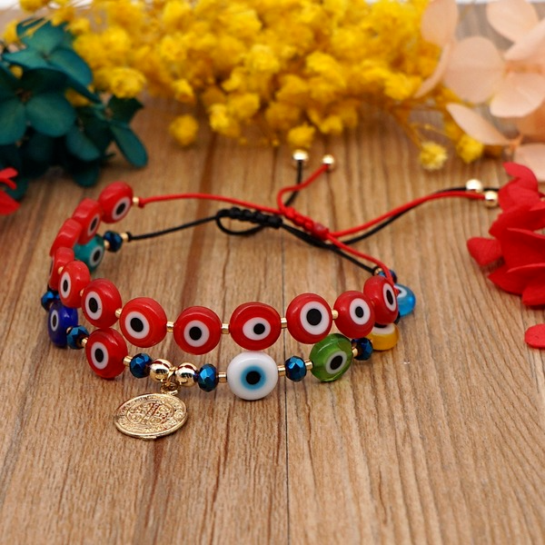 Bulk Jewelry Wholesale black bohemian ethnic colored glaze eye beads couple bracelet JDC-gbh296 Wholesale factory from China YIWU China