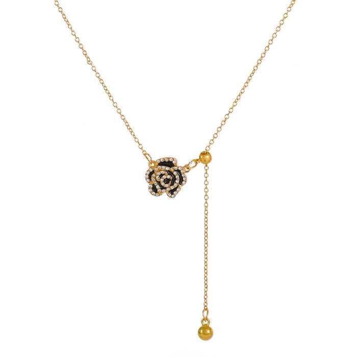 Wholesale black Camellia diamond necklace JDC-NE-D018 necklaces 晴雯 Wholesale Jewelry JoyasDeChina Joyas De China