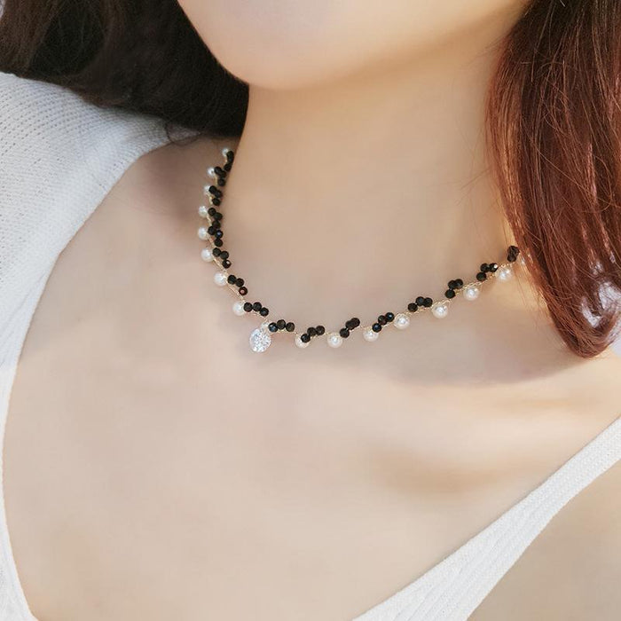 Bulk Jewelry Wholesale black crystal crystal pearl necklace JDC-NE-BY039 Wholesale factory from China YIWU China