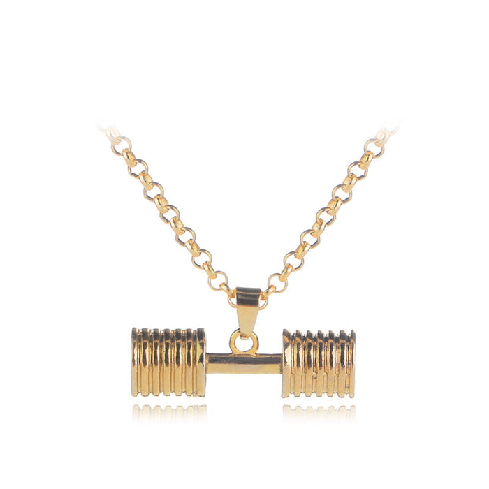 Wholesale black dumbbell alloy necklace JDC-NE-LangT011 Necklaces 阆天 1 Wholesale Jewelry JoyasDeChina Joyas De China
