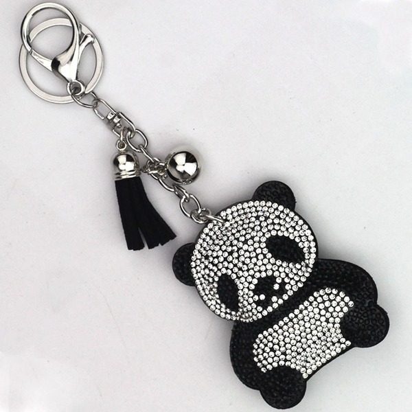 Wholesale black flannel panda keychain JDC-KC-KunHe004 Keychains 坤禾 Wholesale Jewelry JoyasDeChina Joyas De China