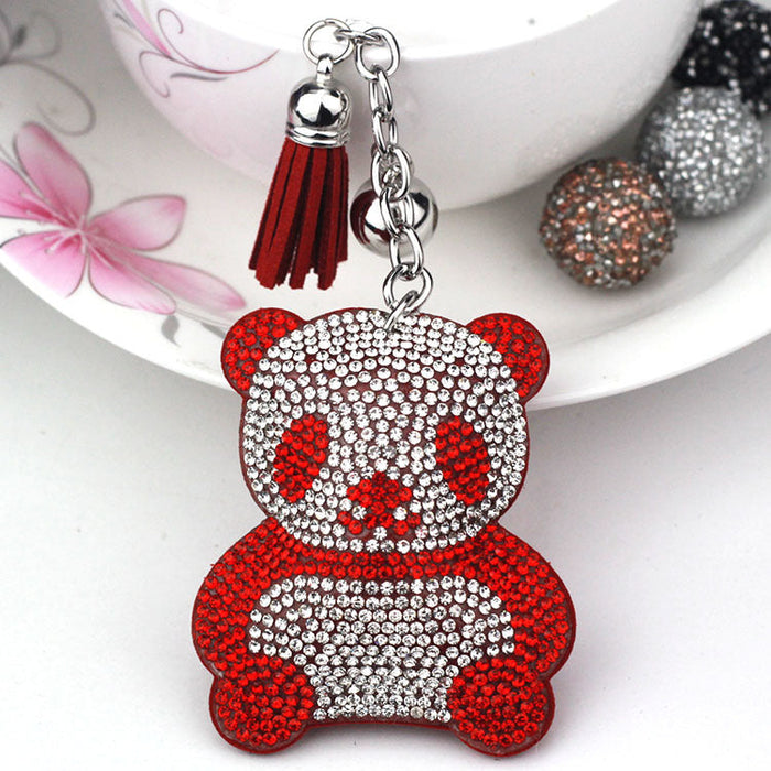 Wholesale black flannel panda keychain JDC-KC-KunHe004 Keychains 坤禾 Bright red Wholesale Jewelry JoyasDeChina Joyas De China