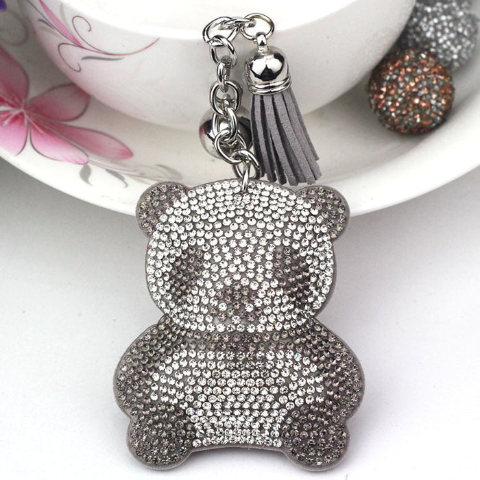 Wholesale black flannel panda keychain JDC-KC-KunHe004 Keychains 坤禾 gray Wholesale Jewelry JoyasDeChina Joyas De China