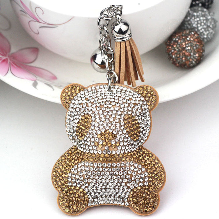 Wholesale black flannel panda keychain JDC-KC-KunHe004 Keychains 坤禾 Khaki Wholesale Jewelry JoyasDeChina Joyas De China