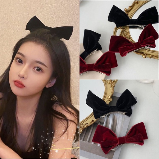 Bulk Jewelry Wholesale black flannel texture large bow hairpin JDC-HD-bd018 Wholesale factory from China YIWU China