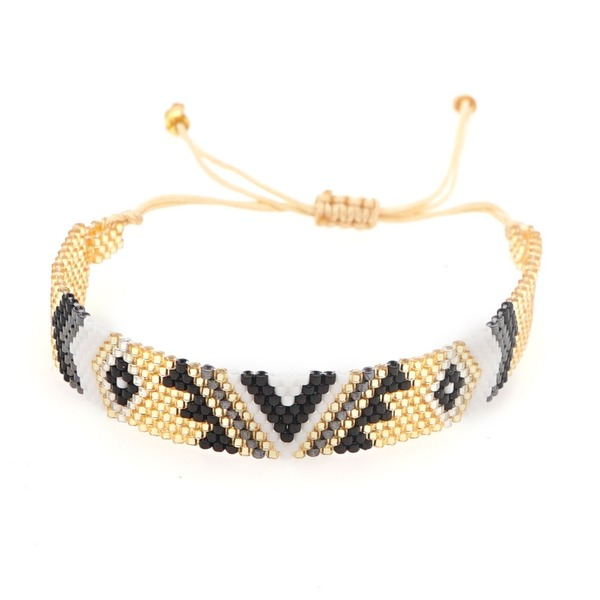 Bulk Jewelry Wholesale black gold Miyuki beads pure hand woven geometric Bracelet JDC-gbh412 Wholesale factory from China YIWU China