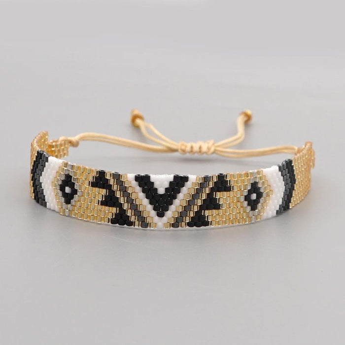 Bulk Jewelry Wholesale black gold Miyuki beads pure hand woven geometric Bracelet JDC-gbh412 Wholesale factory from China YIWU China