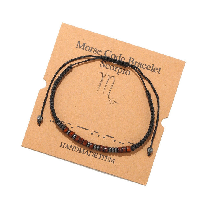 Wholesale Black Iron Stone Wood Chip Morse Code 12 Constellation Bracelet JDC-BT-ZhuJ001 Bracelet 诛积 Wholesale Jewelry JoyasDeChina Joyas De China