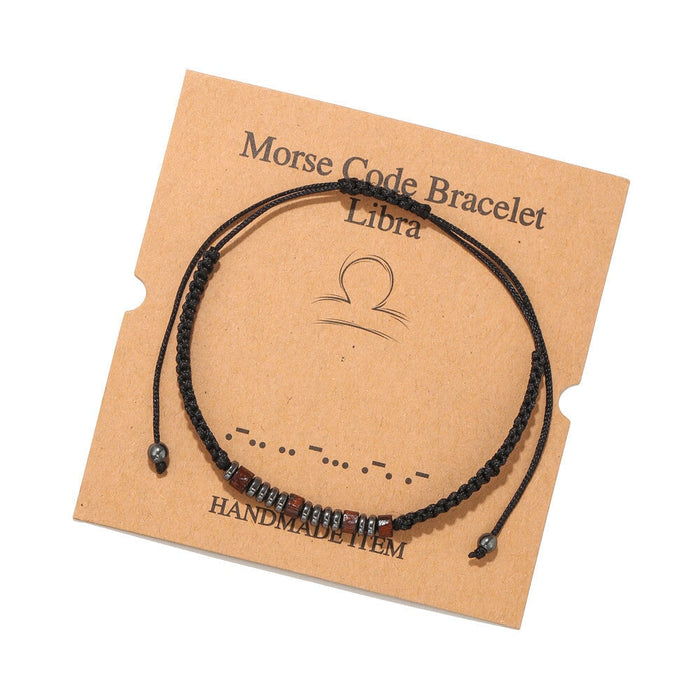 Wholesale Black Iron Stone Wood Chip Morse Code 12 Constellation Bracelet JDC-BT-ZhuJ001 Bracelet 诛积 Wholesale Jewelry JoyasDeChina Joyas De China