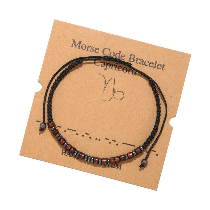 Wholesale Black Iron Stone Wood Chip Morse Code 12 Constellation Bracelet JDC-BT-ZhuJ001 Bracelet 诛积 Wholesale Jewelry JoyasDeChina Joyas De China