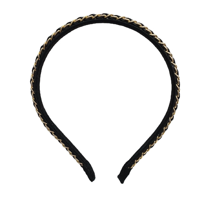 Wholesale black Leather Small Fragrance Chain Simple Headband (F) JDC-HD-Yangq010 Headband 艳茜 Wholesale Jewelry JoyasDeChina Joyas De China