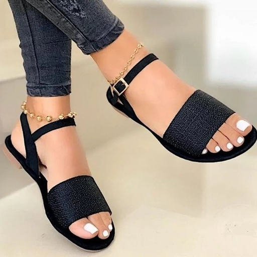 Bulk Jewelry Wholesale black PU flat-bottomed sandals JDC-SD-JZ027 Wholesale factory from China YIWU China