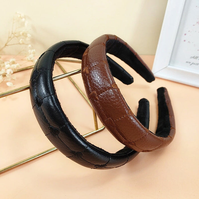 wholesale black pu leather headband JDC-HD-O353 Headband 潮炫 Wholesale Jewelry JoyasDeChina Joyas De China