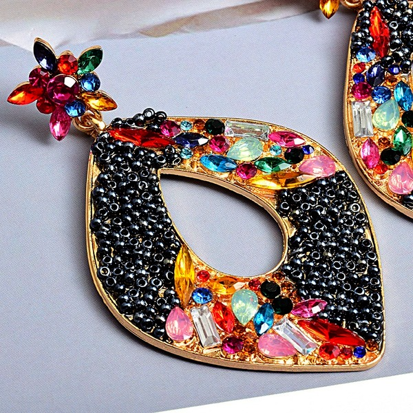 Wholesale black rhinestone beaded earrings JDC-ES-SK081 Earrings 深刻 Wholesale Jewelry JoyasDeChina Joyas De China