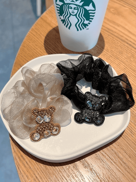 Wholesale black rubber band bear hair tie (F) JDC-HS-GSMC017 Hair Scrunchies 曌彩 Wholesale Jewelry JoyasDeChina Joyas De China