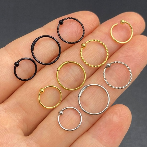 Wholesale black titanium nose ring piercing jewelry MOQ≥2 JDC-ES-Chengy008 Piercings 辰亚 Wholesale Jewelry JoyasDeChina Joyas De China