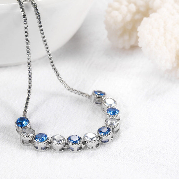 Wholesale Blue And White Circle Copper Zircon Bracelet JDC-BT-MiMeng017 Bracelet 米萌 Wholesale Jewelry JoyasDeChina Joyas De China