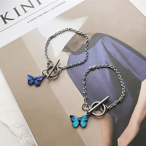 Wholesale Blue Butterfly Alloy Bracelet Necklace JDC-BT-ZhanY019 Bracelet 展言 Wholesale Jewelry JoyasDeChina Joyas De China