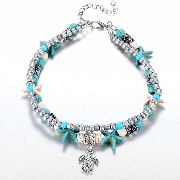 Bulk Jewelry Wholesale blue conch starfish rice beads Anklet JDC-AS-F312 Wholesale factory from China YIWU China