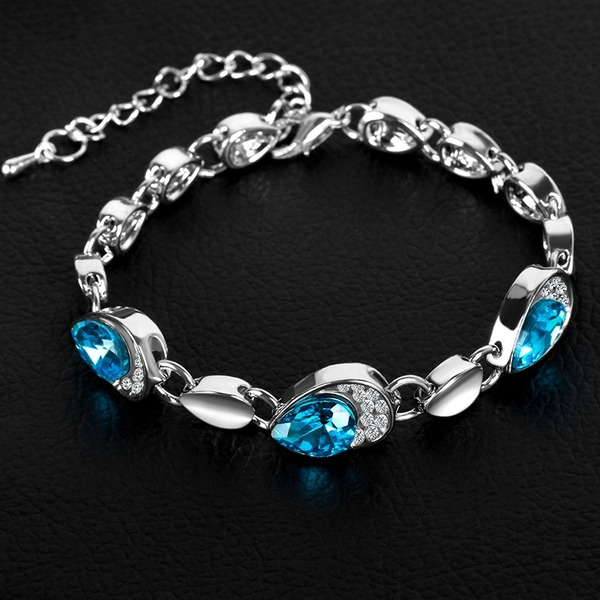 Bulk Jewelry Wholesale Blue Crystal Ocean Heart Diamond Crystal Bracelet JDC-BT-D497 Wholesale factory from China YIWU China