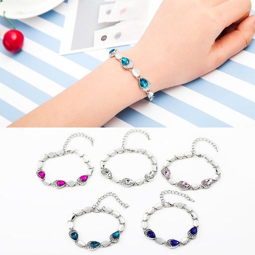 Bulk Jewelry Wholesale Blue Crystal Ocean Heart Diamond Crystal Bracelet JDC-BT-D497 Wholesale factory from China YIWU China