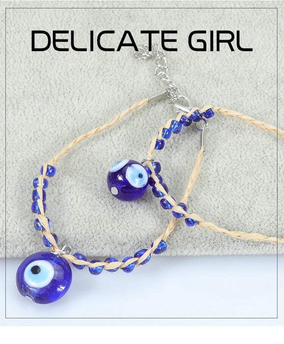 Wholesale blue eye lucky grass knit bracelet JDC-BT-Yiye012 Bracelet 益烨 Wholesale Jewelry JoyasDeChina Joyas De China