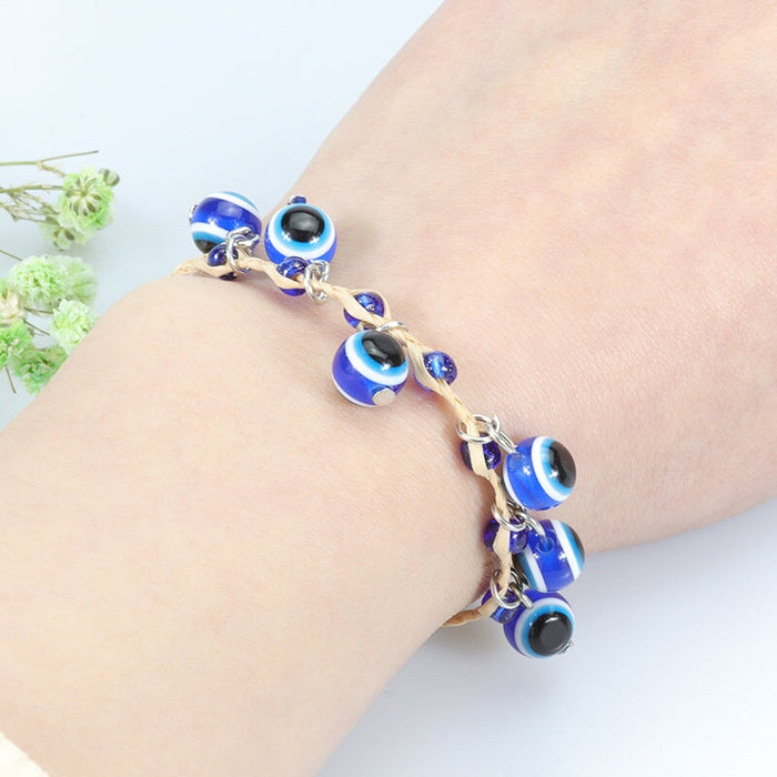 Wholesale blue eye lucky grass knit bracelet JDC-BT-Yiye012 Bracelet 益烨 Wholesale Jewelry JoyasDeChina Joyas De China