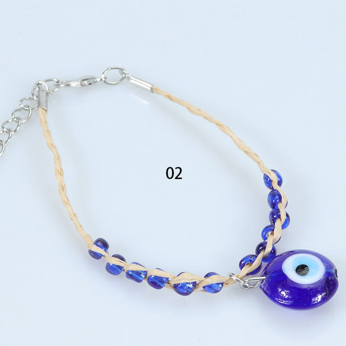 Wholesale blue eye lucky grass knit bracelet JDC-BT-Yiye012 Bracelet 益烨 2 Wholesale Jewelry JoyasDeChina Joyas De China