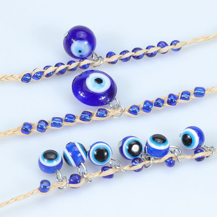 Wholesale blue eye lucky grass knit bracelet JDC-BT-Yiye012 Bracelet 益烨 Wholesale Jewelry JoyasDeChina Joyas De China