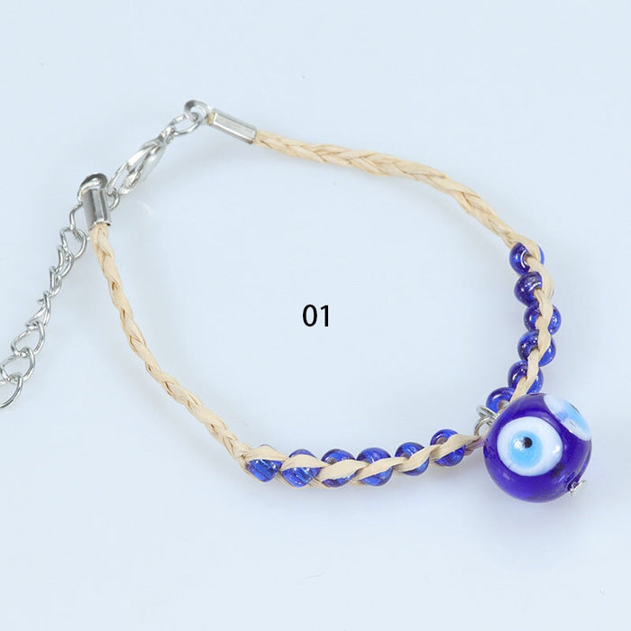 Wholesale blue eye lucky grass knit bracelet JDC-BT-Yiye012 Bracelet 益烨 Wholesale Jewelry JoyasDeChina Joyas De China