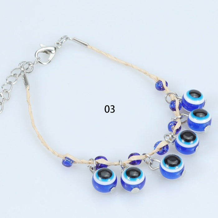 Wholesale blue eye lucky grass knit bracelet JDC-BT-Yiye012 Bracelet 益烨 Wholesale Jewelry JoyasDeChina Joyas De China