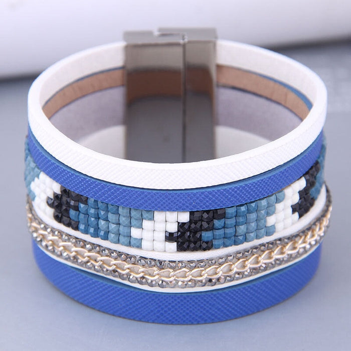 Wholesale blue leather magnetic suction Bracelet JDC-BT-WY117 Bracelet 威扬 Wholesale Jewelry JoyasDeChina Joyas De China