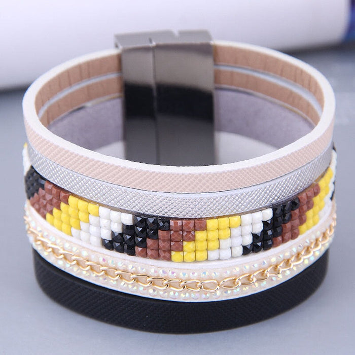 Wholesale blue leather magnetic suction Bracelet JDC-BT-WY117 Bracelet 威扬 black Wholesale Jewelry JoyasDeChina Joyas De China