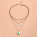 Wholesale Blue Ocean Flip Love Multilayer Chain Alloy Necklace JDC-NE-NZ325 Necklaces 奈珠 Wholesale Jewelry JoyasDeChina Joyas De China
