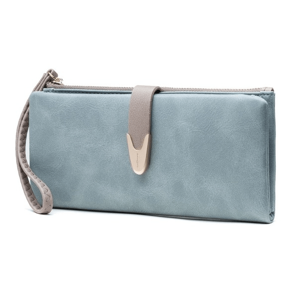 Wholesale blue PU leather matte wallet JDC-WT-Huob011 Wallet 霍珀 Wholesale Jewelry JoyasDeChina Joyas De China