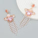 Wholesale Blue Rhinestone Tassel Earrings JDC-ES-JL924 Earrings 氿乐 Wholesale Jewelry JoyasDeChina Joyas De China