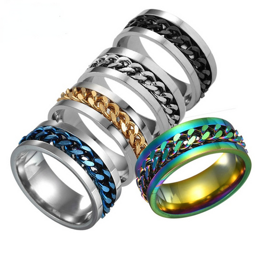 Wholesale blue stainless steel rotating ring JDC-RS-RXSFL010 Rings 尚芙乐 Wholesale Jewelry JoyasDeChina Joyas De China