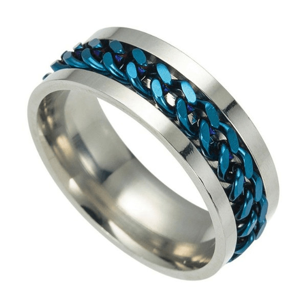 Wholesale blue stainless steel rotating ring JDC-RS-RXSFL010 Rings 尚芙乐 Wholesale Jewelry JoyasDeChina Joyas De China