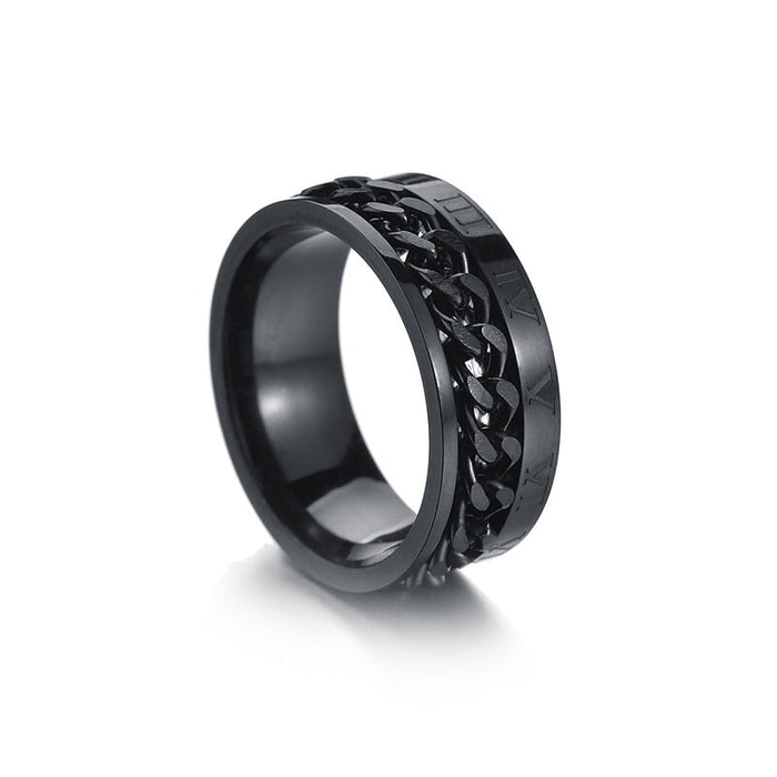 Wholesale blue stainless steel rotating ring JDC-RS-RXSFL010 Rings 尚芙乐 Digital black 7 Wholesale Jewelry JoyasDeChina Joyas De China