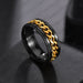 Wholesale blue stainless steel rotating ring JDC-RS-RXSFL010 Rings 尚芙乐 Pattern black+gold 7 Wholesale Jewelry JoyasDeChina Joyas De China