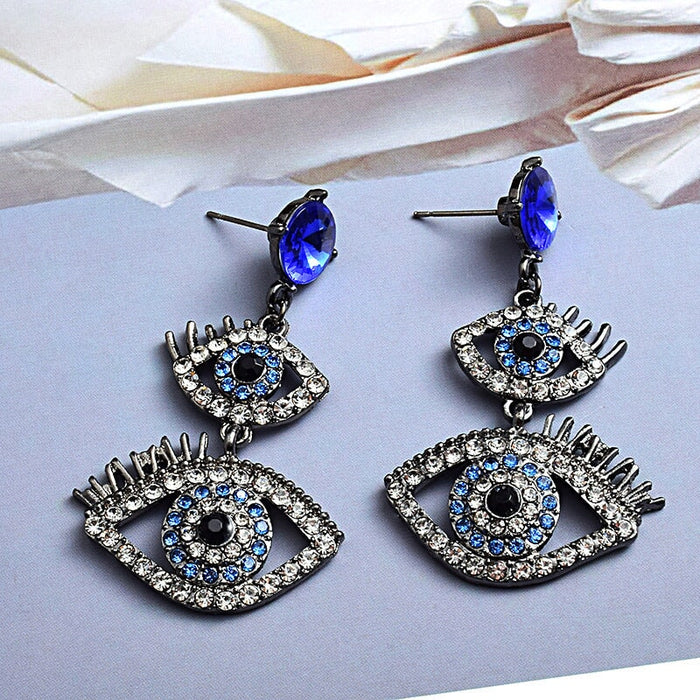 Wholesale Blue Zircon devil's eye Earrings JDC-ES-SK063 Earrings 深刻 blue Wholesale Jewelry JoyasDeChina Joyas De China