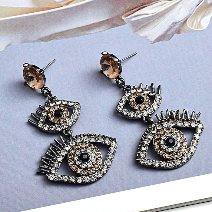 Wholesale Blue Zircon devil's eye Earrings JDC-ES-SK063 Earrings 深刻 Brown Wholesale Jewelry JoyasDeChina Joyas De China