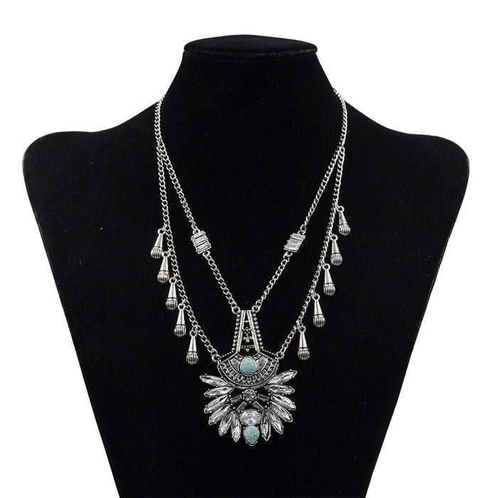 Wholesale Bohemian Alloy Rhinestone Flower Necklaces JDC-NE-Yunl012 Necklaces 云罗 silver Wholesale Jewelry JoyasDeChina Joyas De China