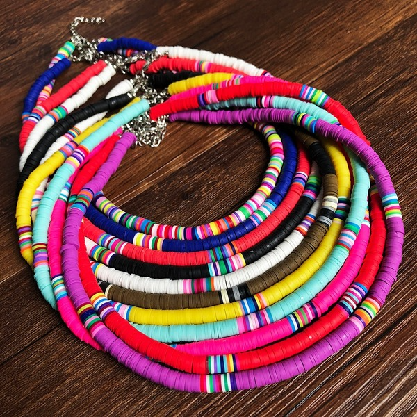 Wholesale Bohemian Clay Short Necklace Stacked Mixed Color Necklaces JDC-NE-YF202 Necklaces 友菲 Wholesale Jewelry JoyasDeChina Joyas De China