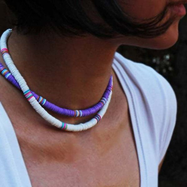Wholesale Bohemian Clay Short Necklace Stacked Mixed Color Necklaces JDC-NE-YF202 Necklaces 友菲 Wholesale Jewelry JoyasDeChina Joyas De China