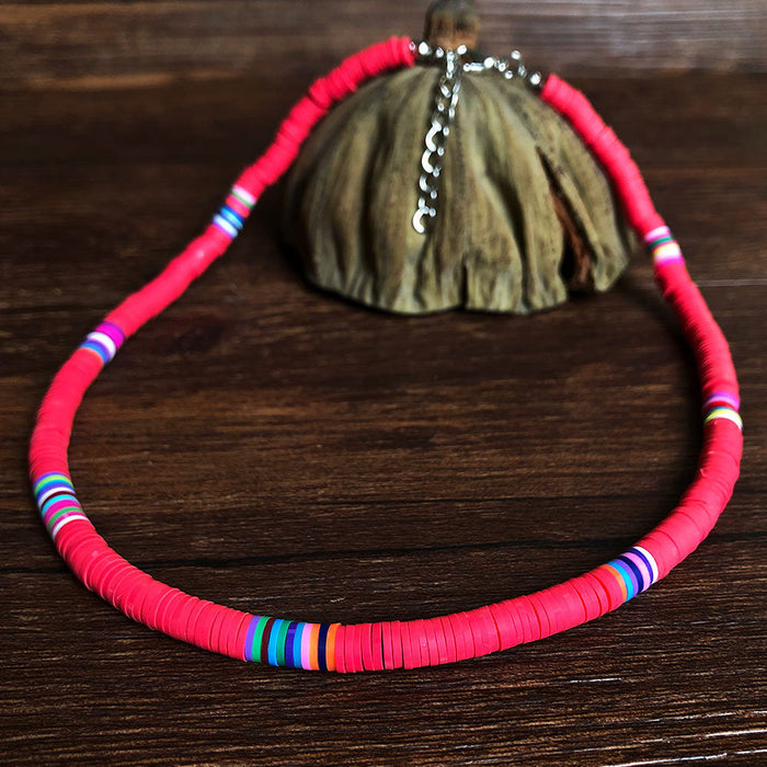 Wholesale Bohemian Clay Short Necklace Stacked Mixed Color Necklaces JDC-NE-YF202 Necklaces 友菲 Y06 pink Wholesale Jewelry JoyasDeChina Joyas De China