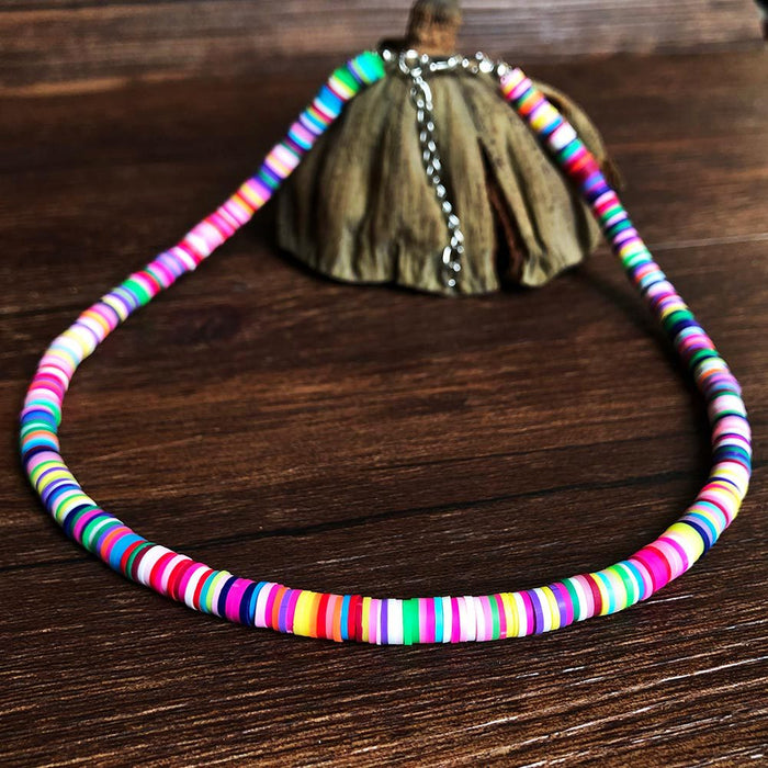 Wholesale Bohemian Clay Short Necklace Stacked Mixed Color Necklaces JDC-NE-YF202 Necklaces 友菲 Y09 color Wholesale Jewelry JoyasDeChina Joyas De China